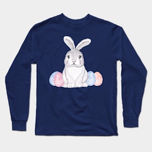 Bunny Eggs Watercolor Long Sleeve T-Shirt